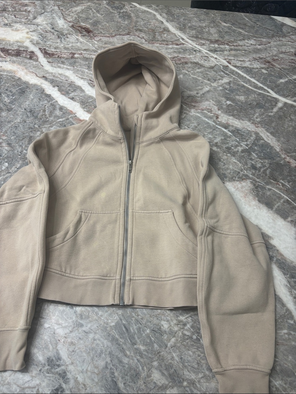 lululemon athletica Cropped Hooded Zip Jacket in Light Beige